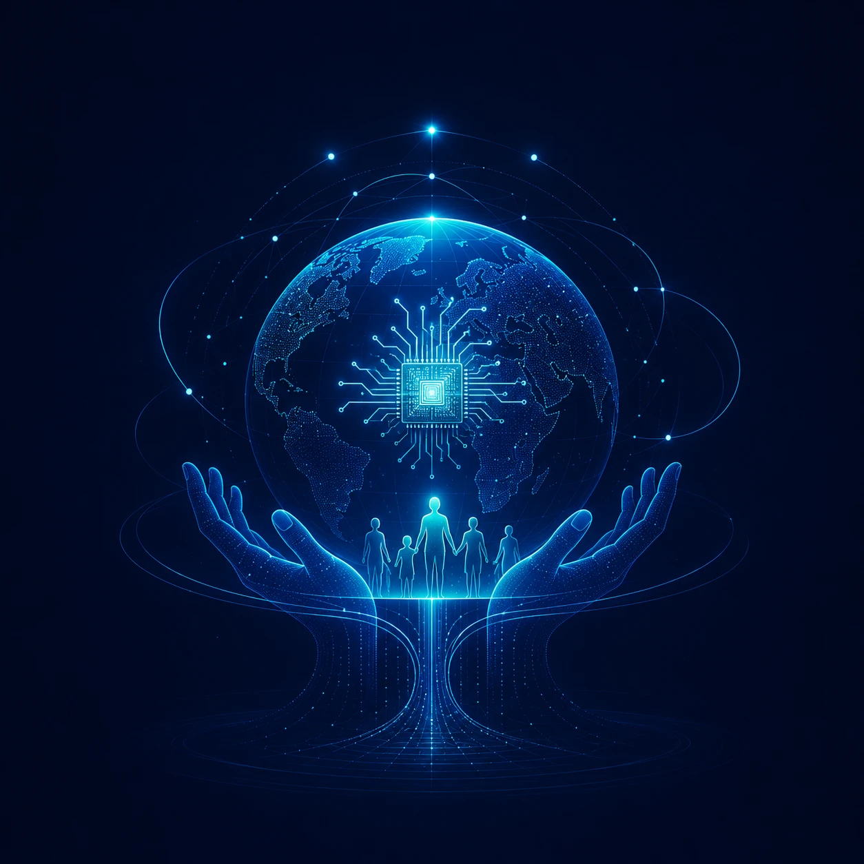 Humanity holding a connected, intelligent world — IAIDL's vision of positive AI citizenship